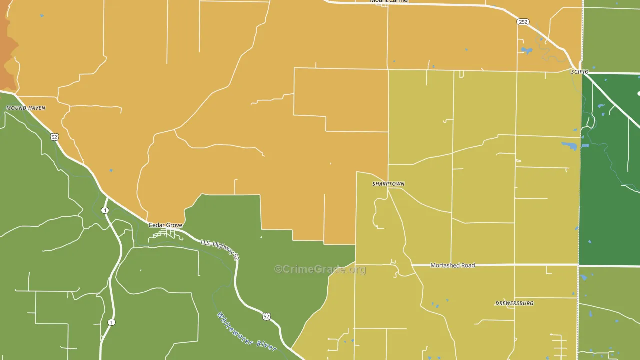 Cedar Grove, IN Map of Vandalism Rates
