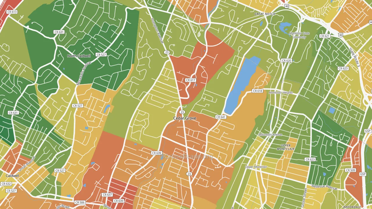 Cedar Grove, NJ Map of Vandalism Rates