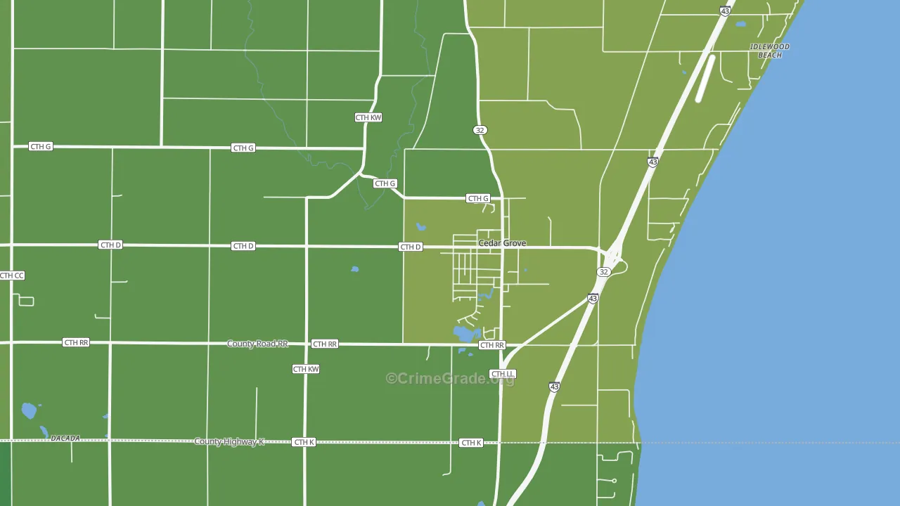 Cedar Grove, WI Map of Vandalism Rates