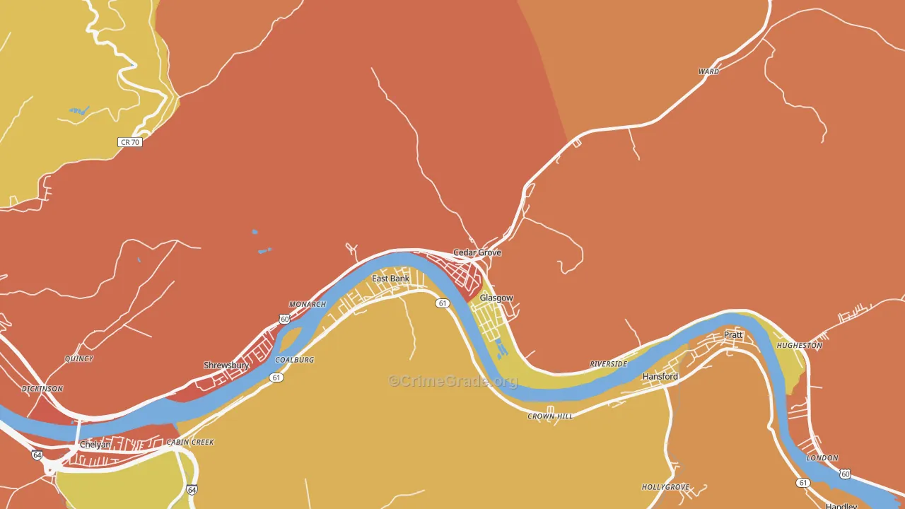 Cedar Grove, WV Map of Vandalism Rates