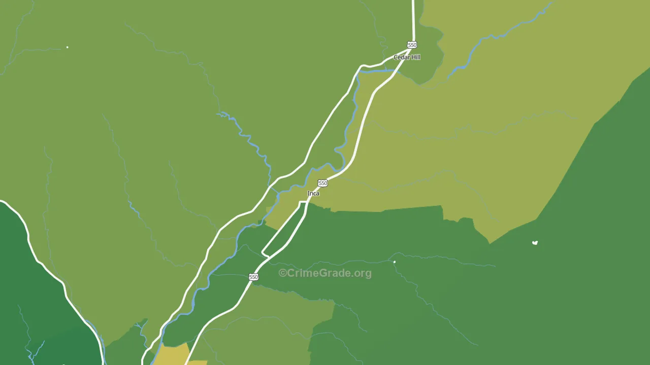 Cedar Hill, NM Map of Vandalism Rates