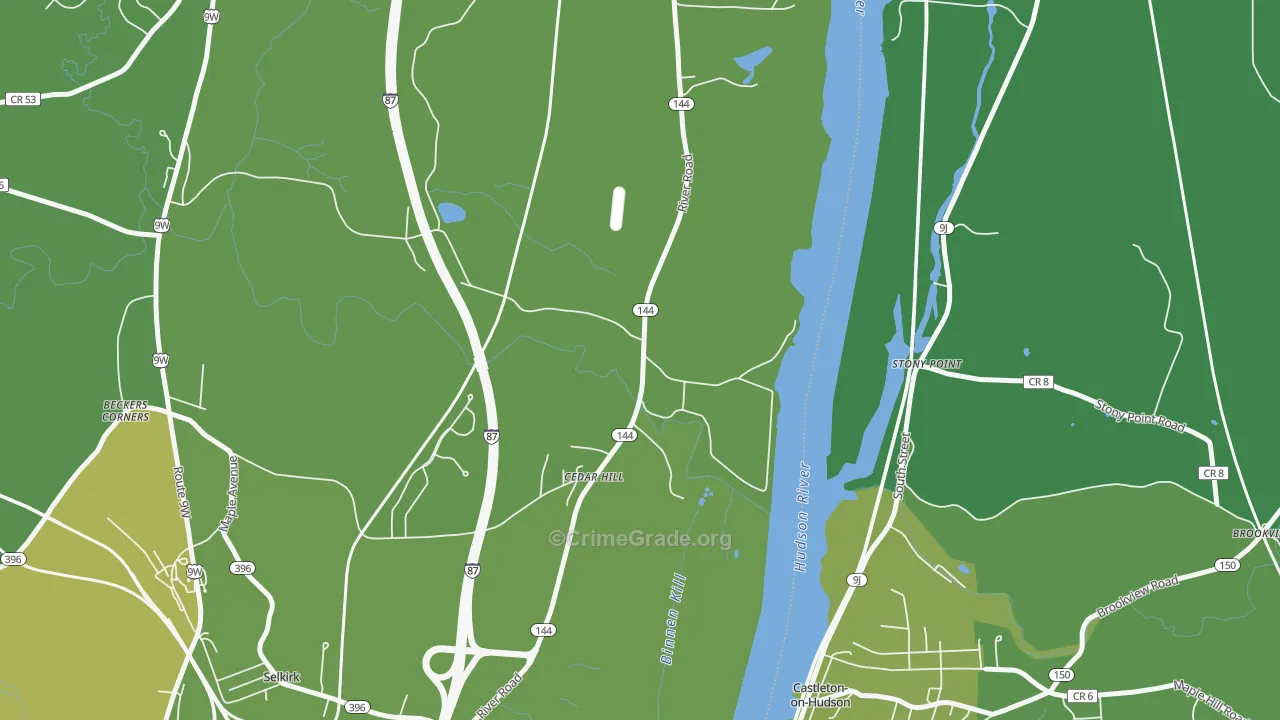 Cedar Hill, NY Map of Vandalism Rates