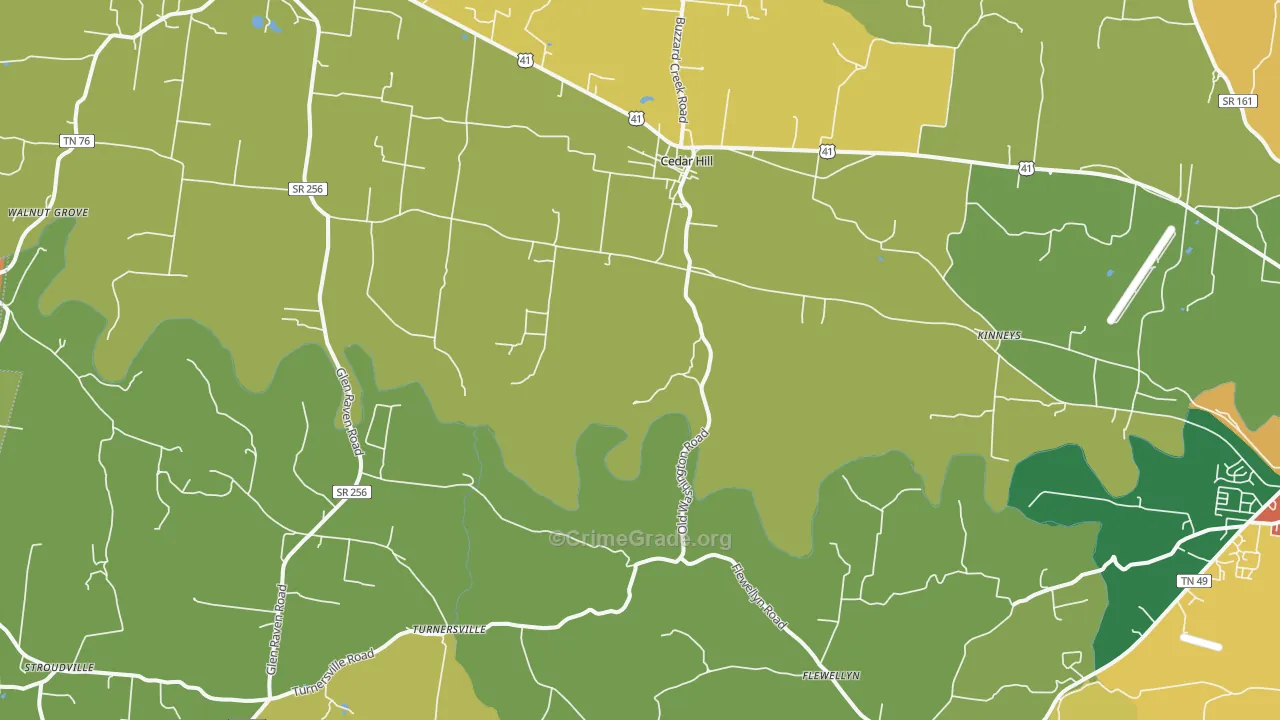 Cedar Hill, TN Map of Vandalism Rates