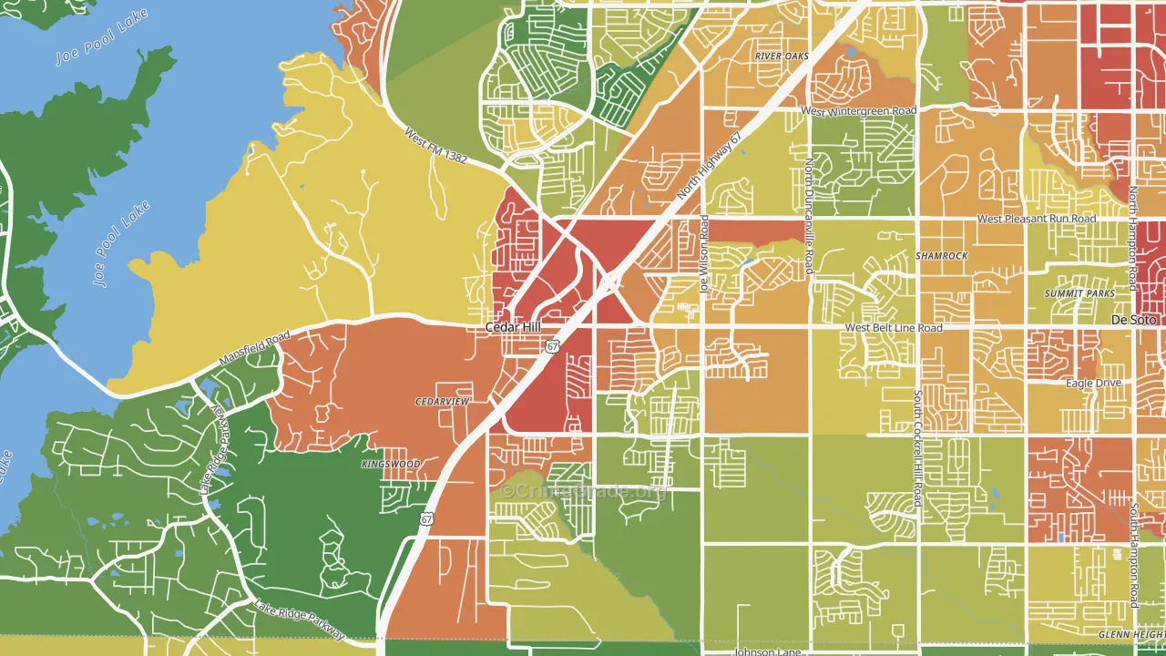 Cedar Hill, TX Map of Vandalism Rates