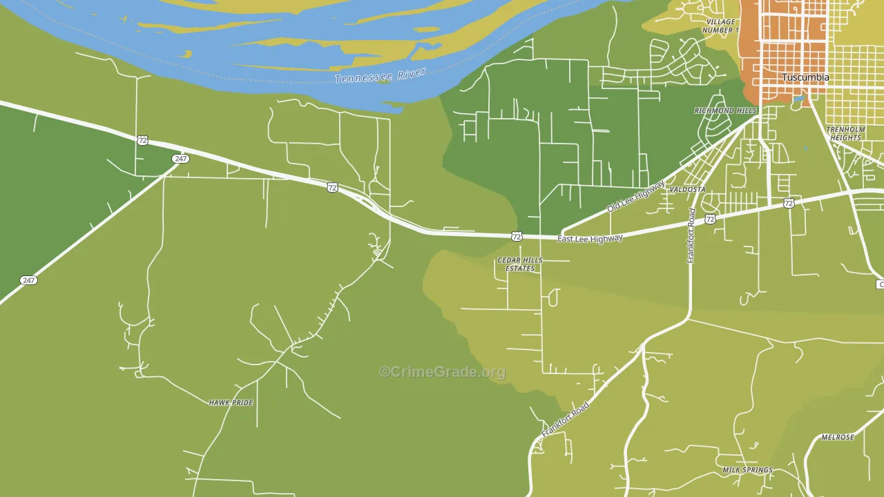 Cedar Hills Estates, AL Map of Vandalism Rates