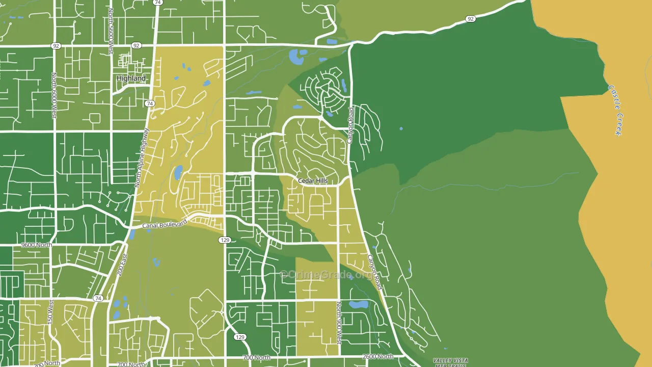 Cedar Hills, UT Map of Vandalism Rates