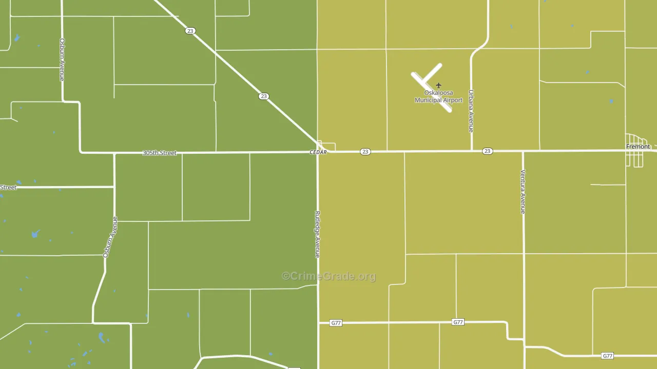 Cedar, IA Map of Vandalism Rates