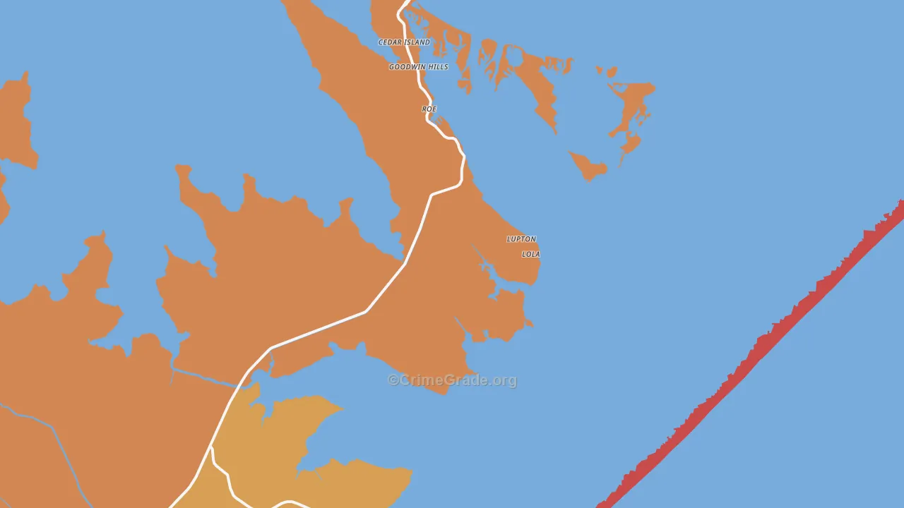 Cedar Island, NC Map of Vandalism Rates