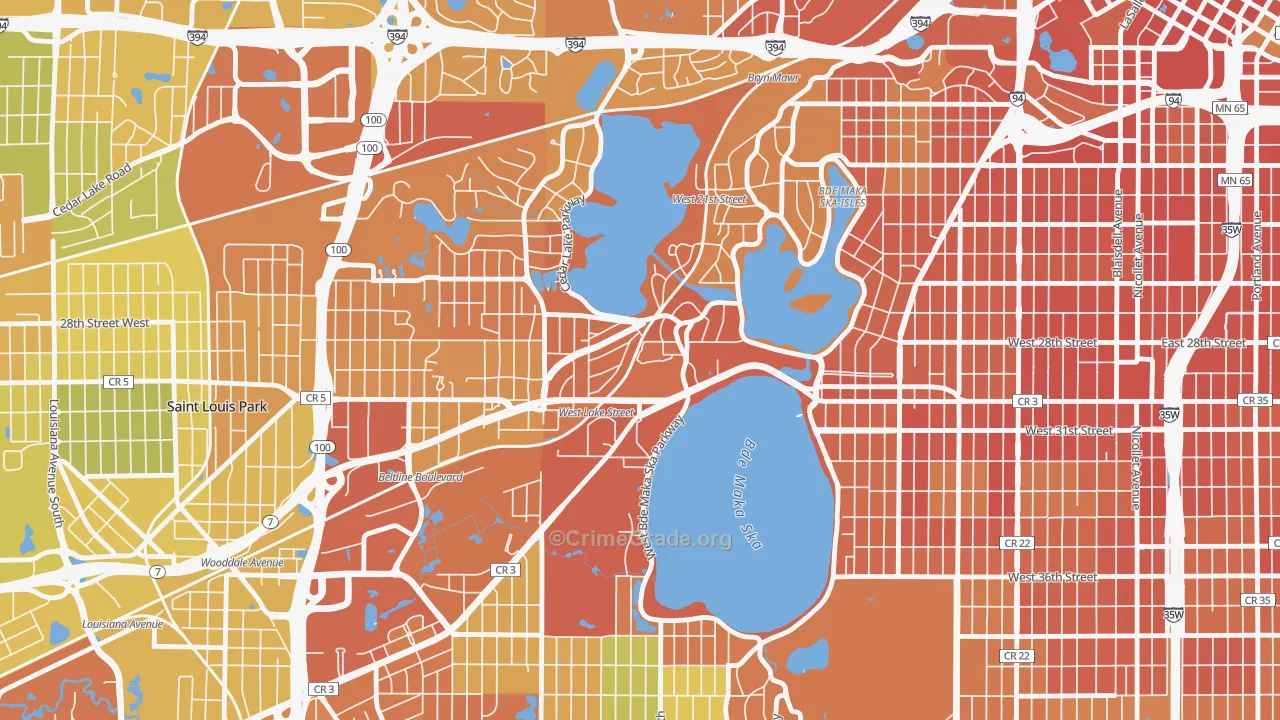 Cedar-Isles-Dean, Minneapolis, MN Map of Vandalism Rates