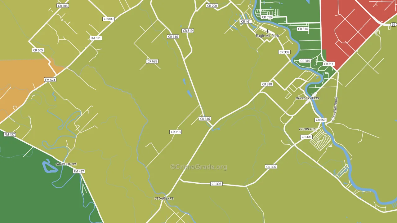 Cedar Lake, TX Map of Vandalism Rates