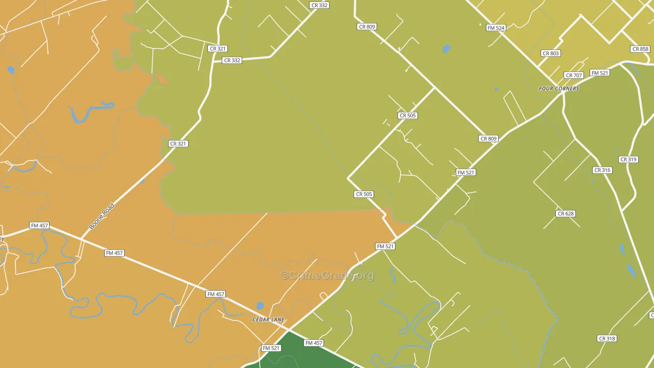 Cedar Lane, TX Map of Vandalism Rates