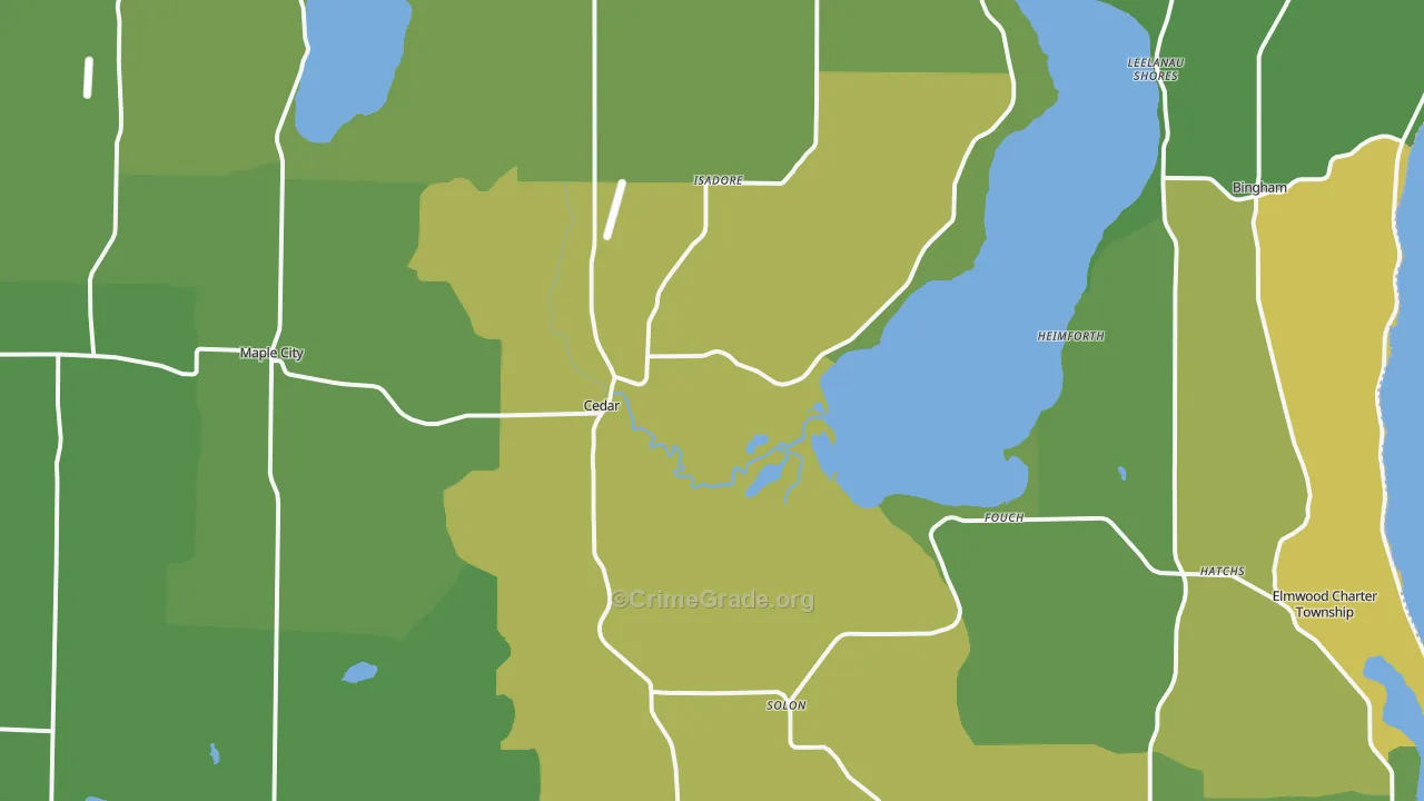 Cedar, MI Map of Vandalism Rates