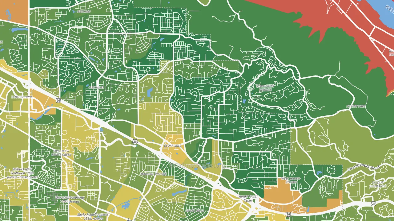 Cedar Mill, OR Map of Vandalism Rates
