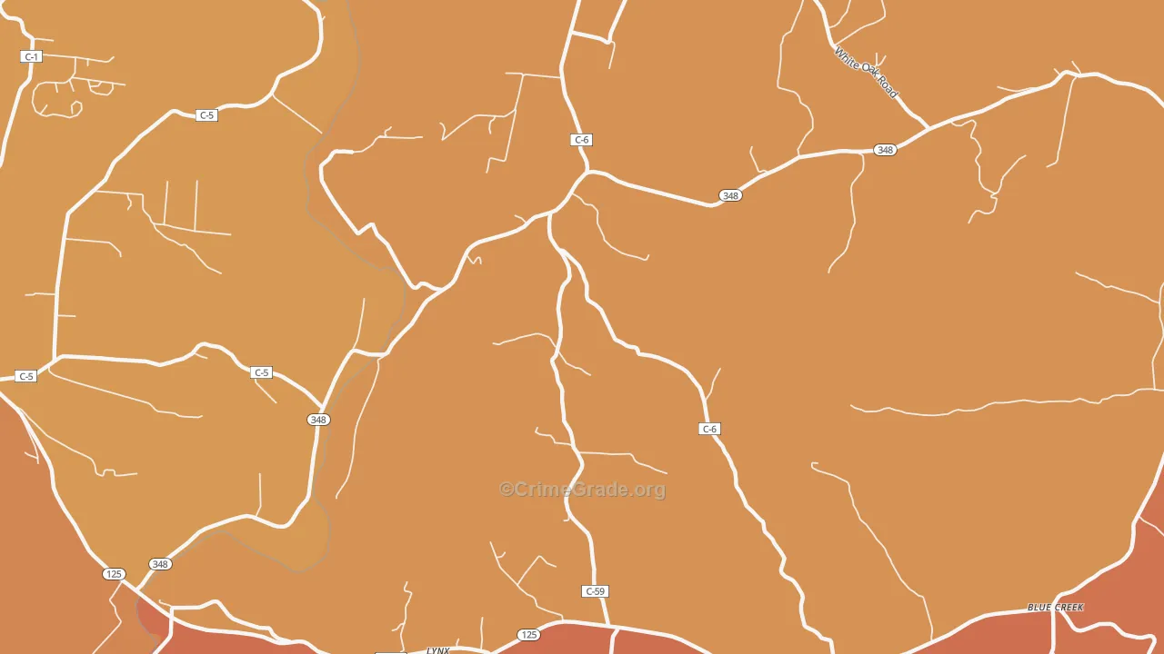Cedar Mills, OH Map of Vandalism Rates