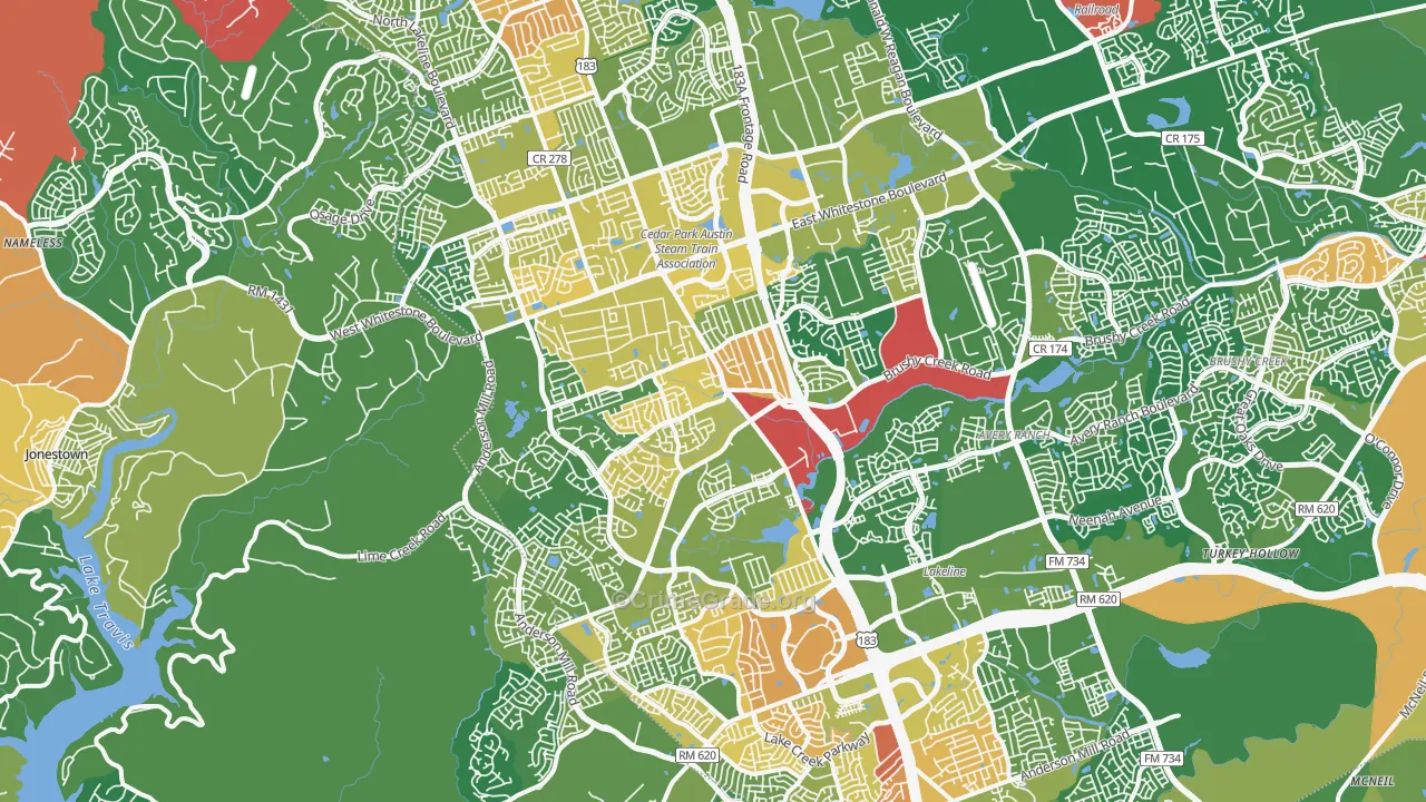 Cedar Park, TX Map of Vandalism Rates