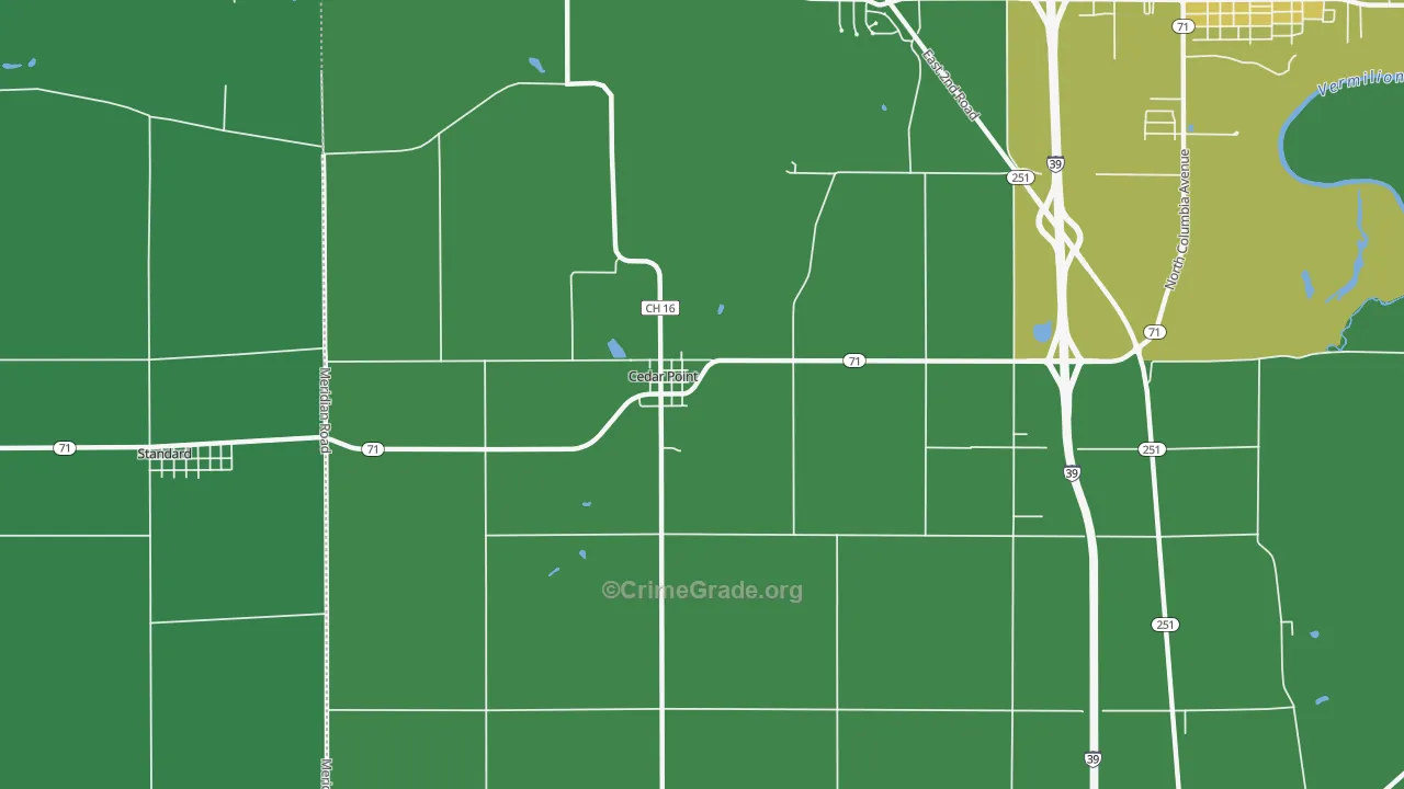 Cedar Point, IL Map of Vandalism Rates