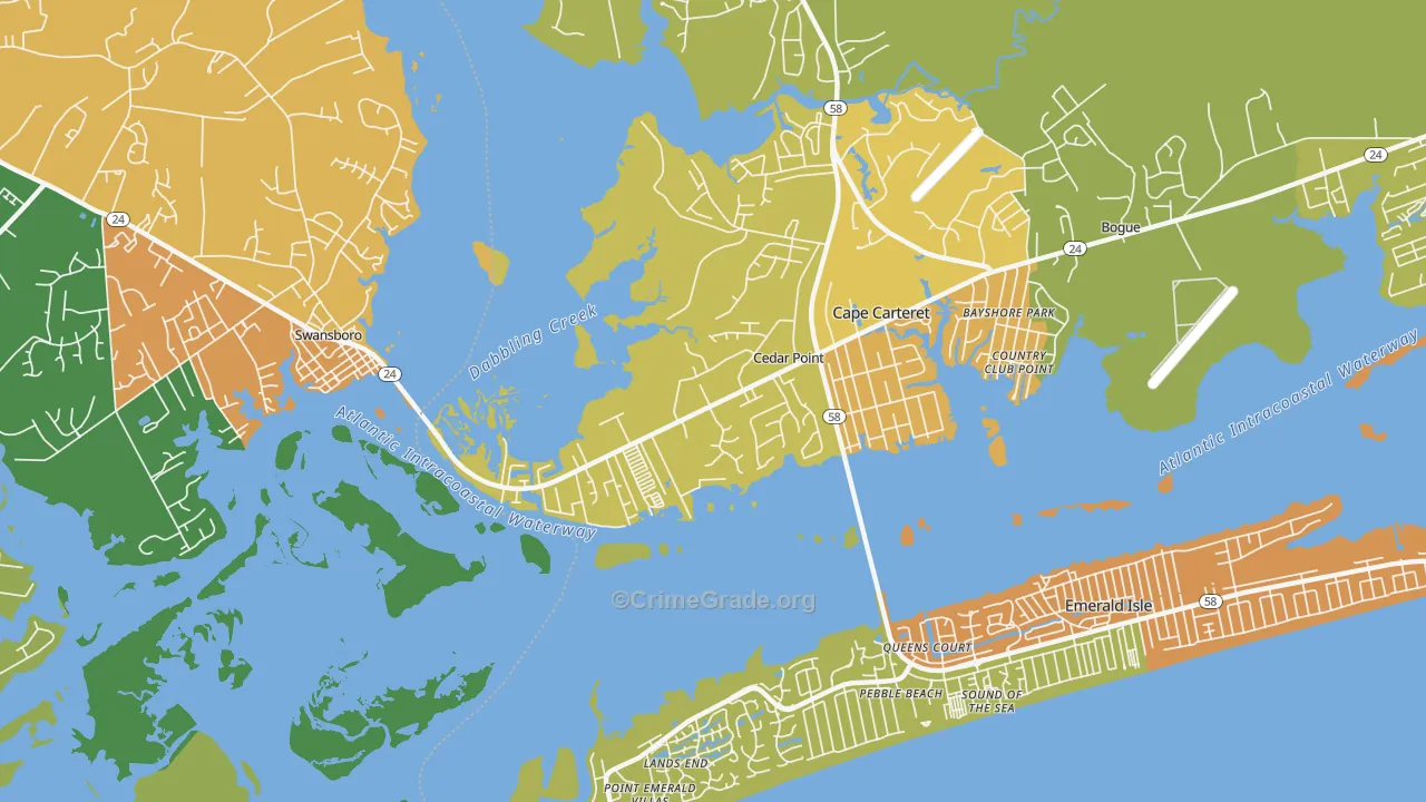 Cedar Point, NC Map of Vandalism Rates