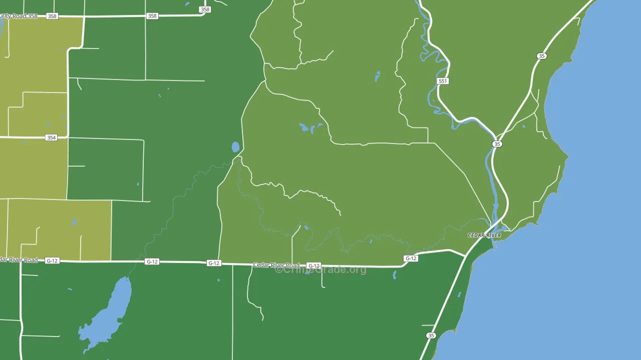 Cedar River, MI Map of Vandalism Rates