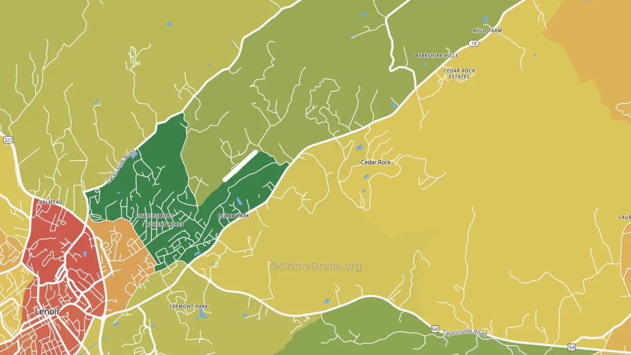 Cedar Rock, NC Map of Vandalism Rates