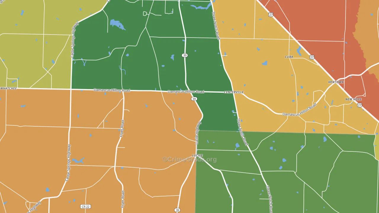 Cedar Springs, GA Map of Vandalism Rates