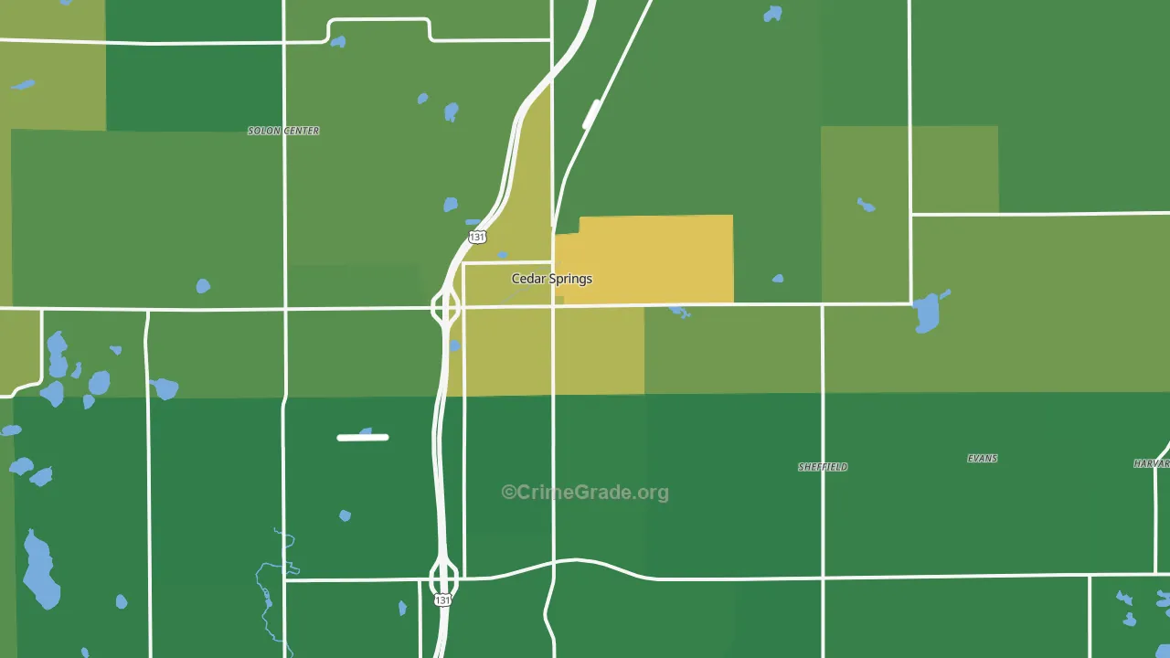 Cedar Springs, MI Map of Vandalism Rates