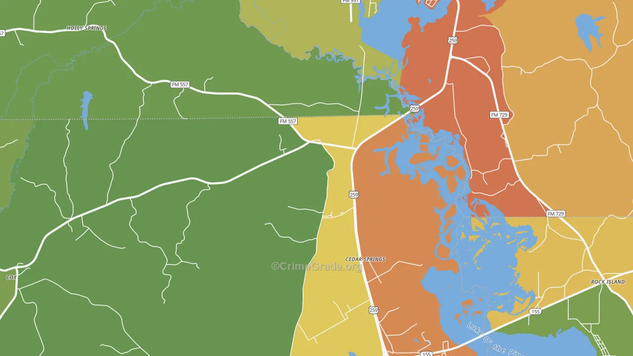 Cedar Springs, TX Map of Vandalism Rates
