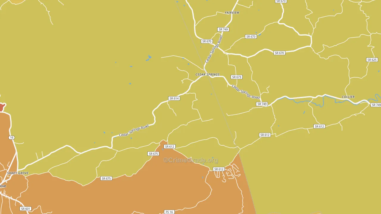 Cedar Springs, VA Map of Vandalism Rates