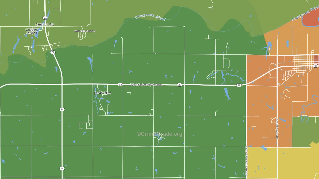 Cedar Valley, OK Map of Vandalism Rates