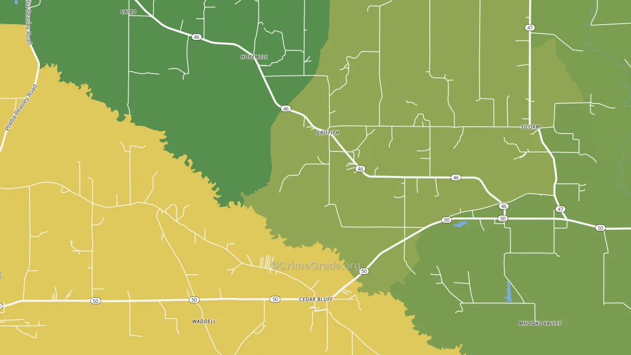 Cedarbluff, MS Map of Vandalism Rates