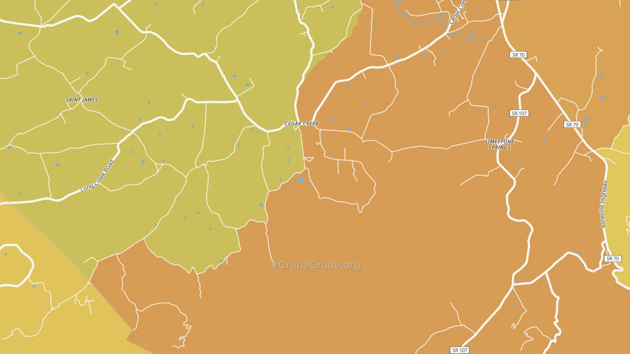 Cedarcreek, TN Map of Vandalism Rates