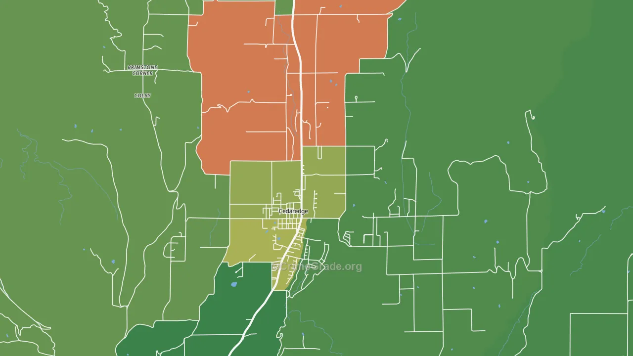 Cedaredge, CO Map of Vandalism Rates