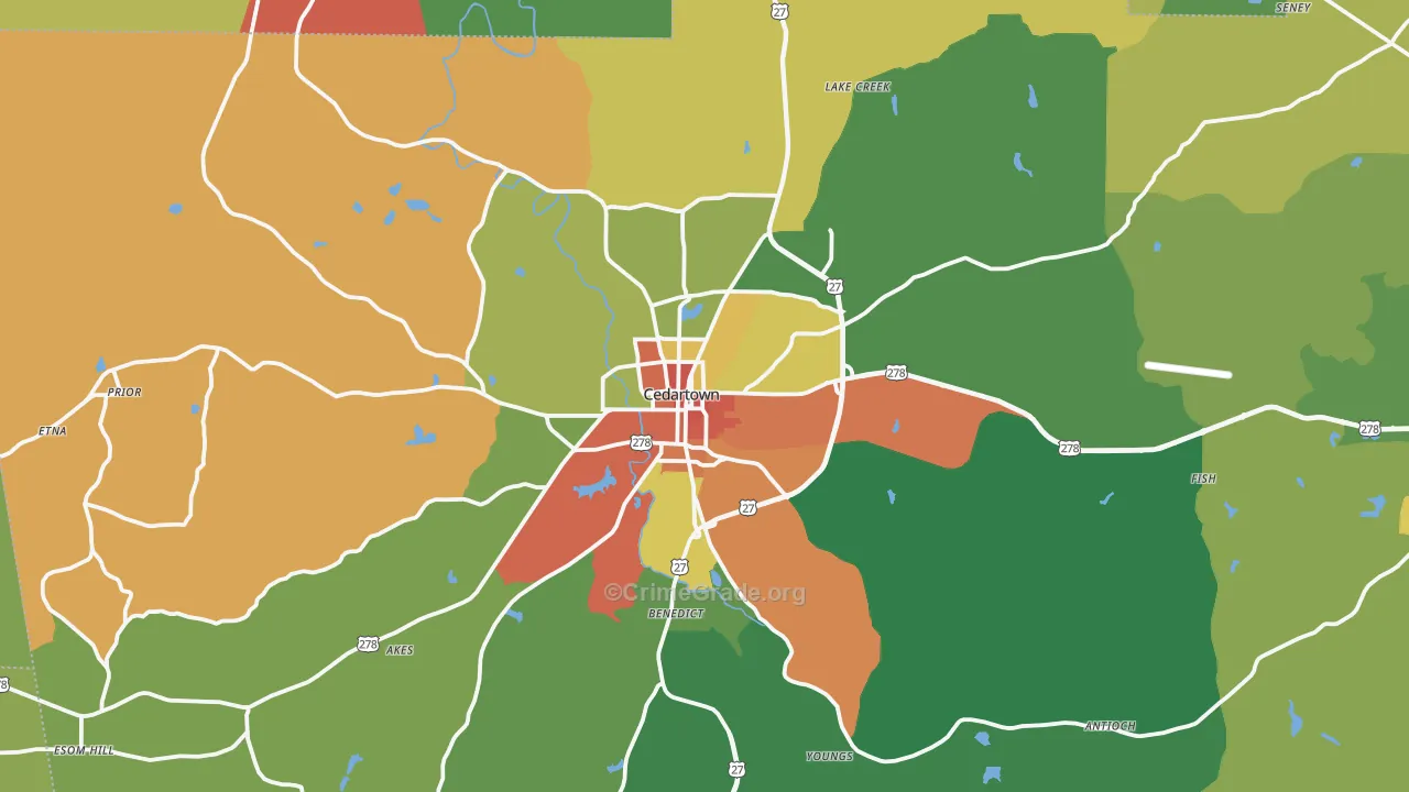 Cedartown, GA Map of Vandalism Rates