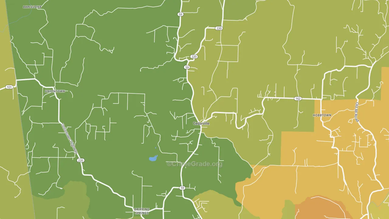 Cedarville, AR Map of Vandalism Rates