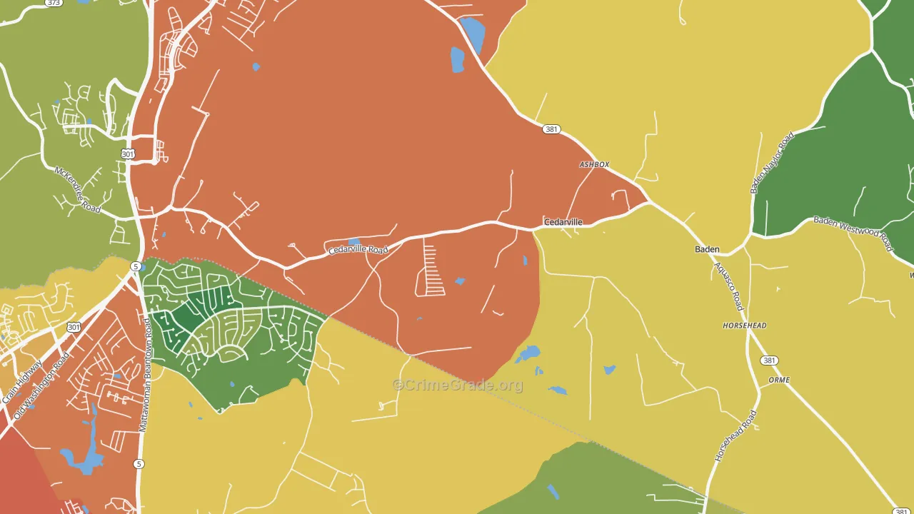 Cedarville, MD Map of Vandalism Rates