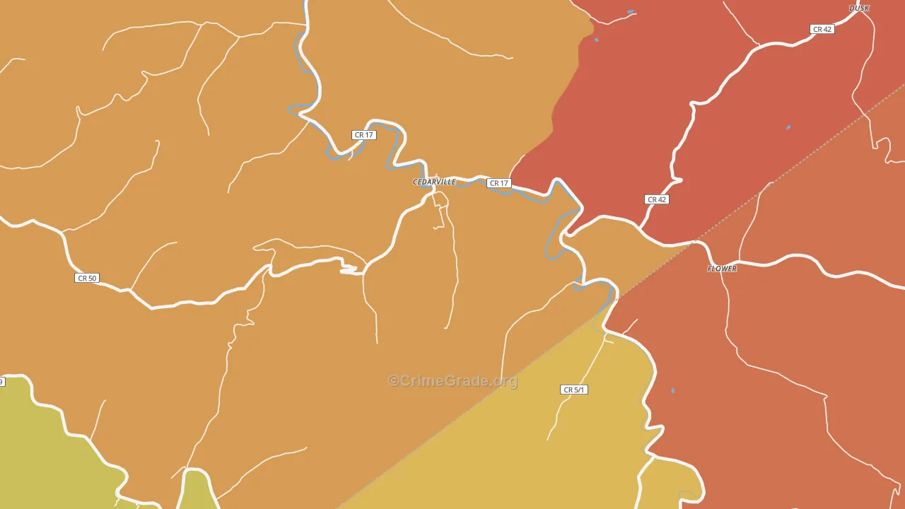 Cedarville, WV Map of Vandalism Rates