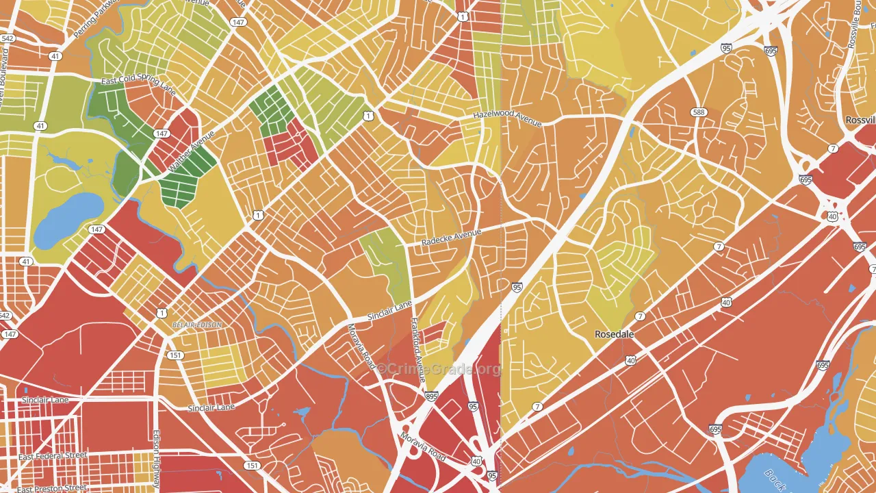 Cedonia, Baltimore, MD Map of Vandalism Rates