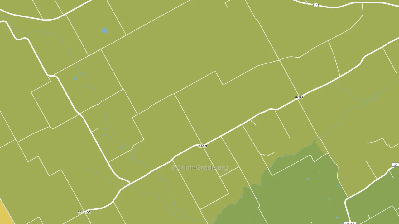 Cego, TX Map of Vandalism Rates