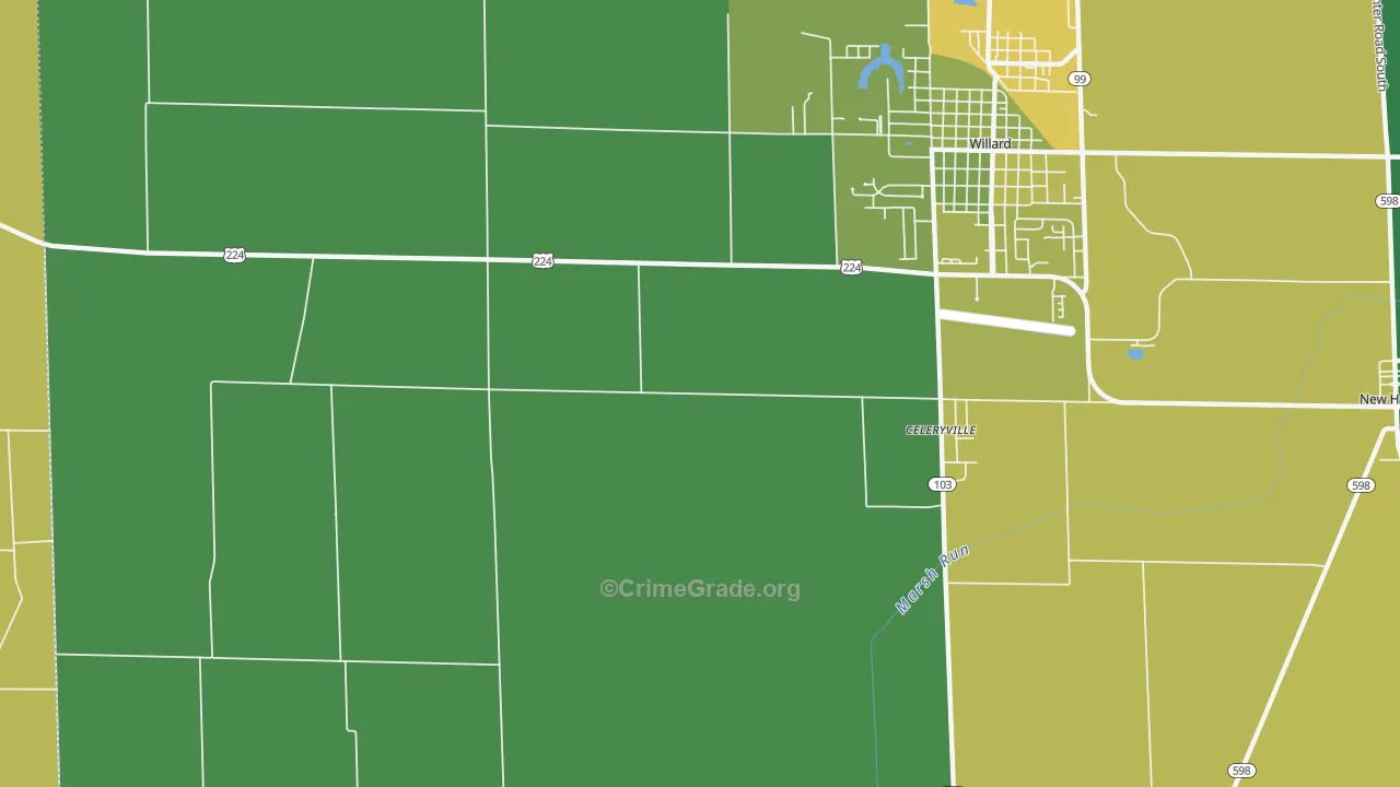Celeryville, OH Map of Vandalism Rates