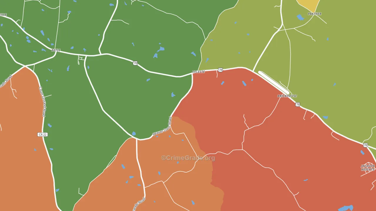 Celeste, GA Map of Vandalism Rates