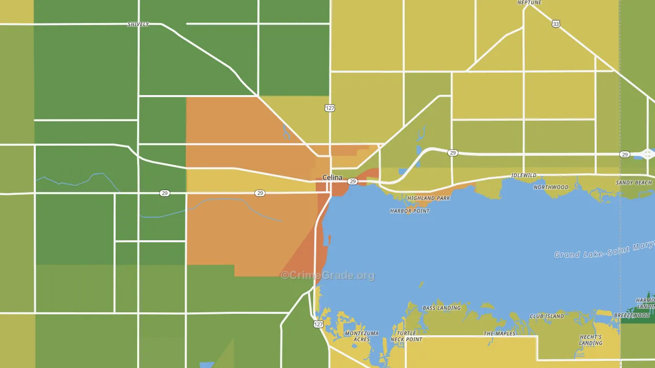 Celina, OH Map of Vandalism Rates
