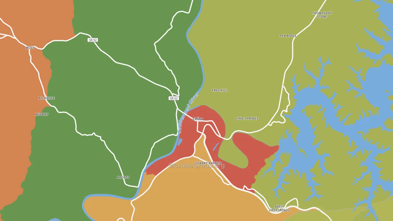 Celina, TN Map of Vandalism Rates