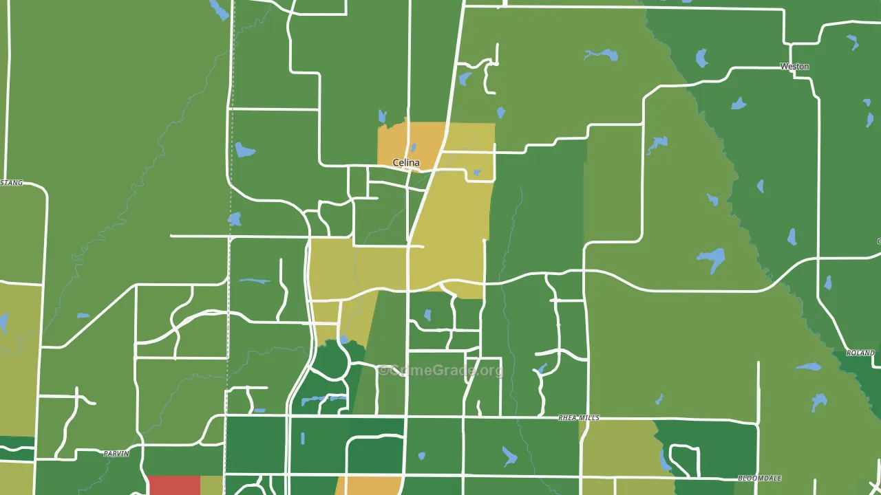 Celina, TX Map of Vandalism Rates