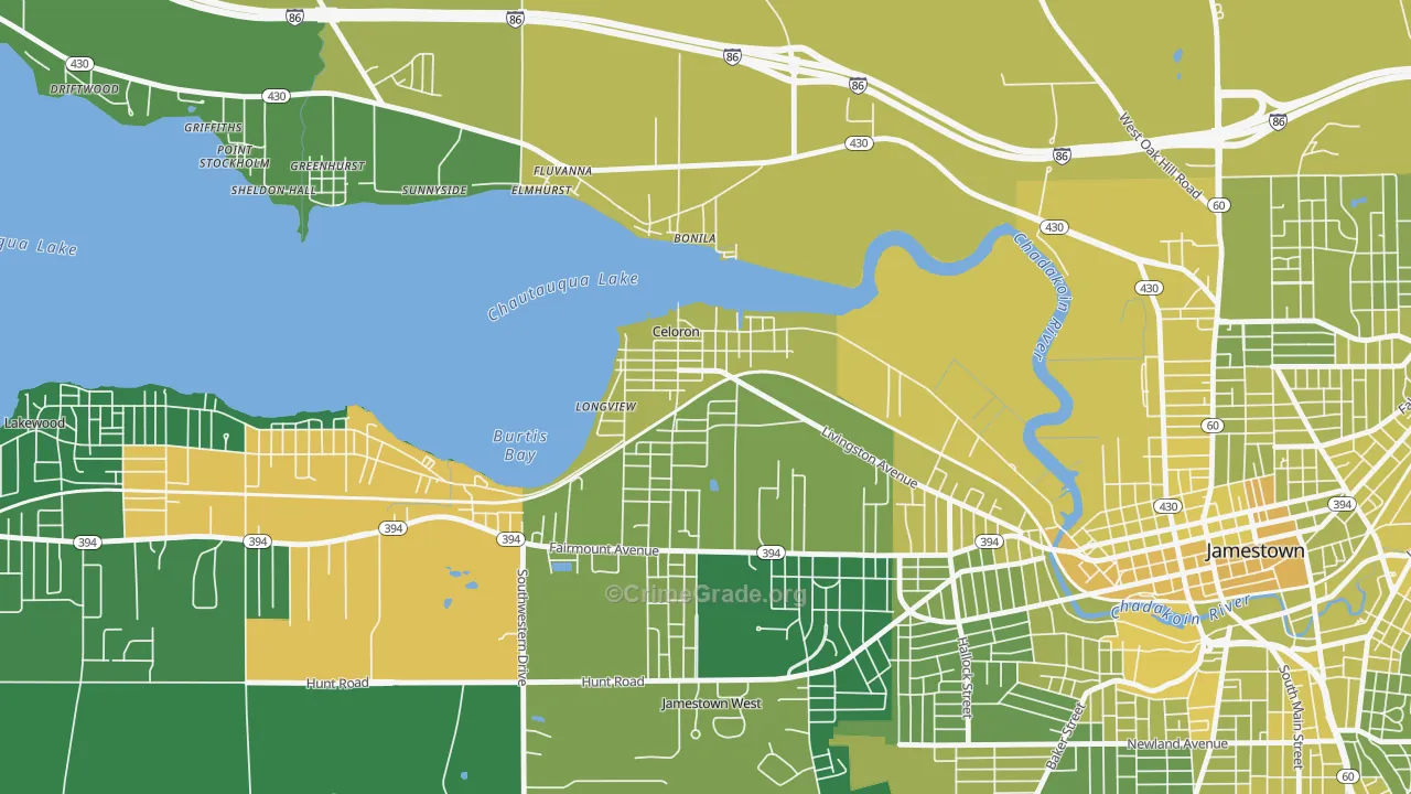 Celoron, NY Map of Vandalism Rates