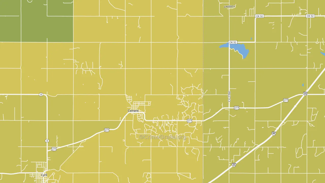 Cement, OK Map of Vandalism Rates