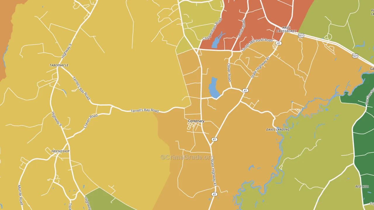Centenary, SC Map of Vandalism Rates