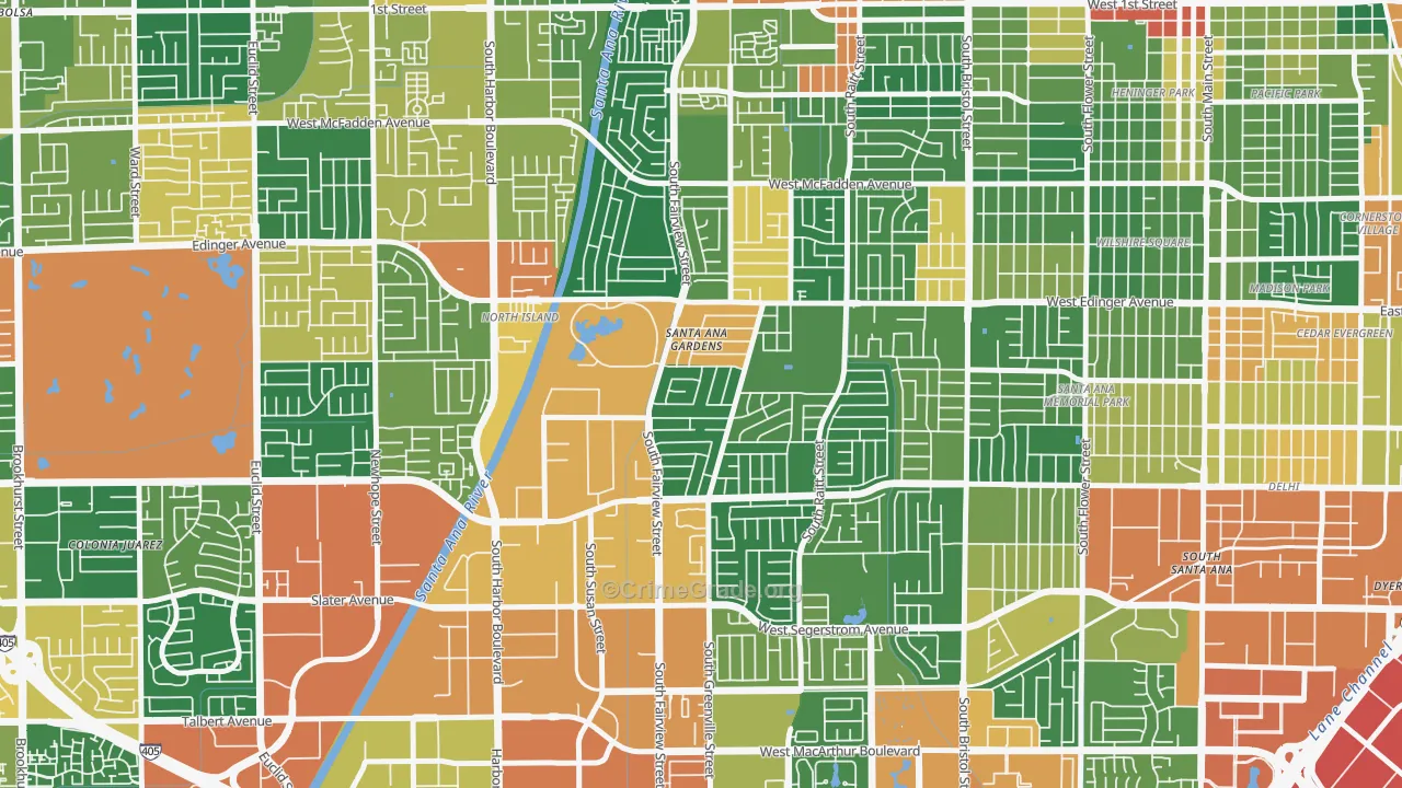 Centennial Park, Santa Ana, CA Map of Vandalism Rates