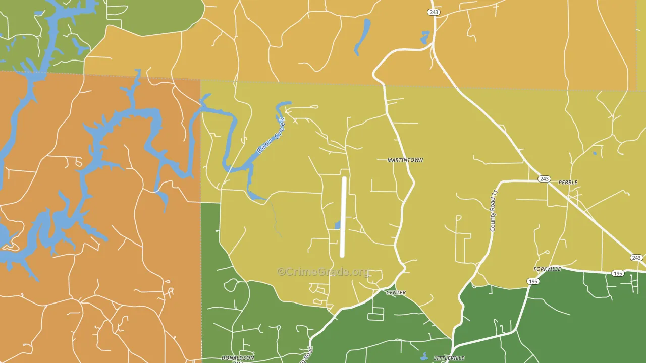 Center, AL Map of Vandalism Rates