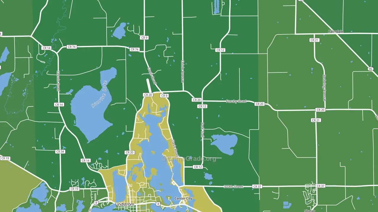Center City, MN Map of Vandalism Rates