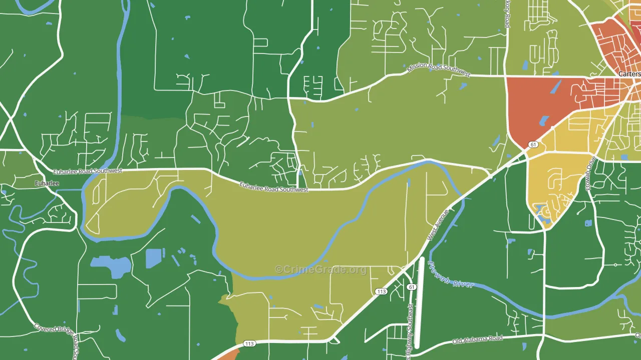 Center, GA Map of Vandalism Rates