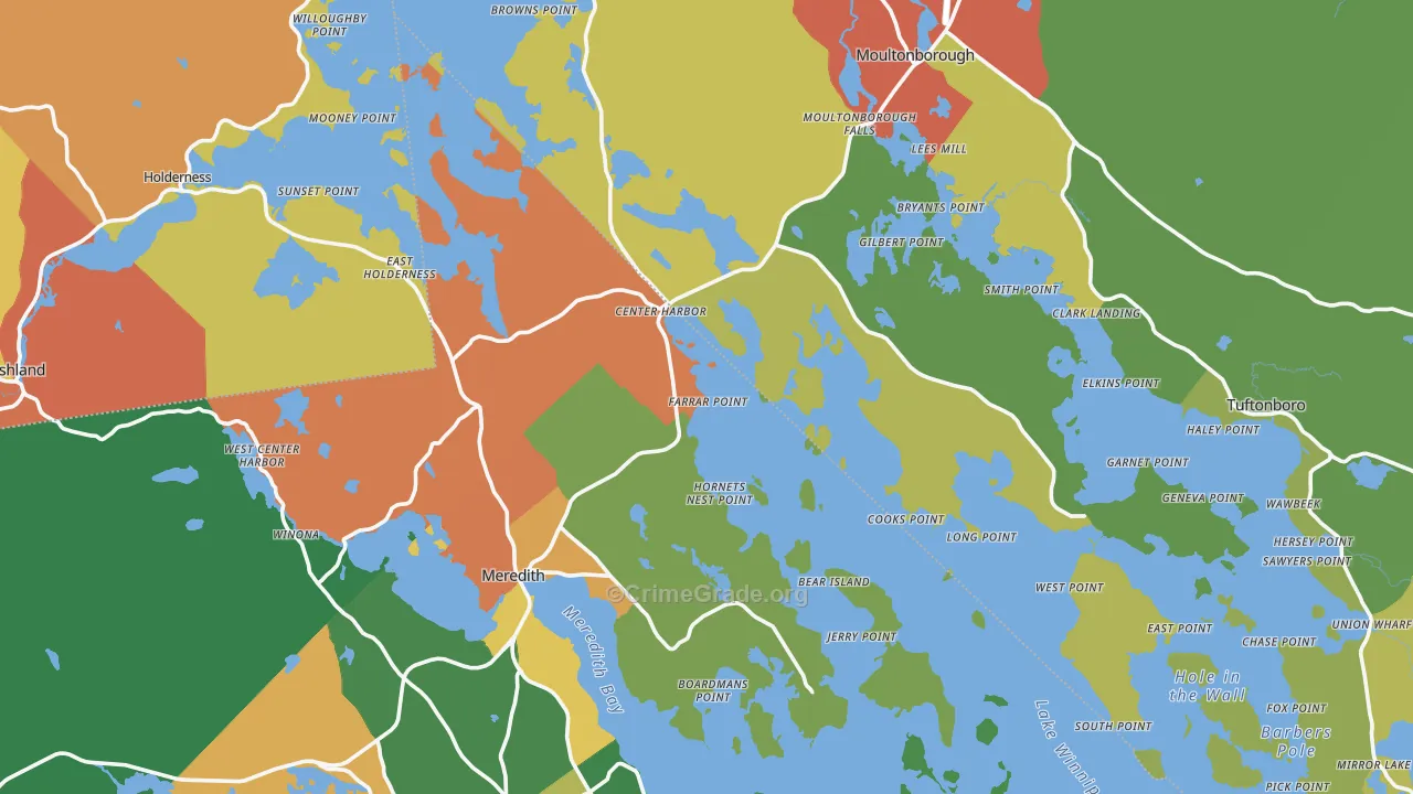 Center Harbor, NH Map of Vandalism Rates